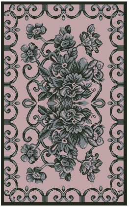 Miniature Cross Stitch rug Pattern - Black and Pink Rug